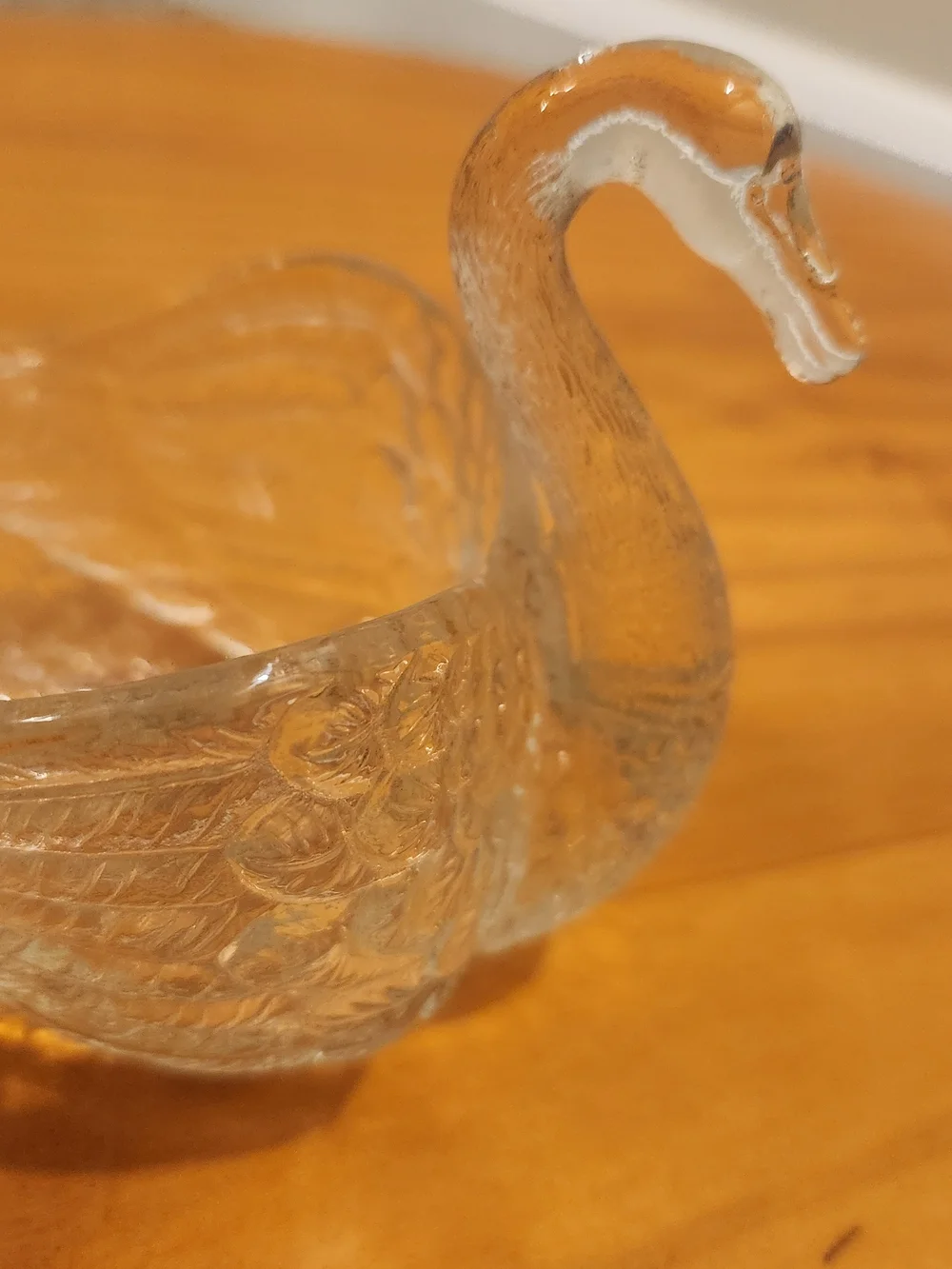 Vintage Imperial Clear Glass Swan Candle Holder/QTip Holder/Match Holder